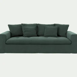 Canapé 4 places fixe en velours - vert sauge