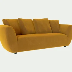 Canapé 3 places fixe en velours Velvet - jaune argan