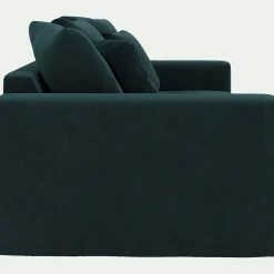 Canapé 2 places fixe en velours - bleu foncé