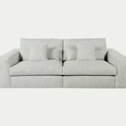 Canapé 5 places fixe en velours côtelé - gris borie