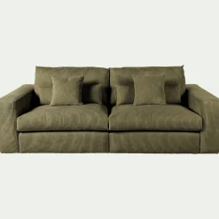 Canapé 5 places fixe en velours côtelé - vert cèdre