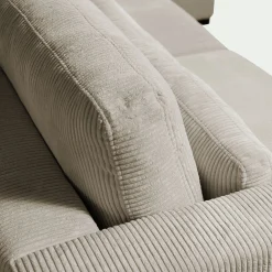 Canapé 5 places fixe en velours côtelé Azores - taupe