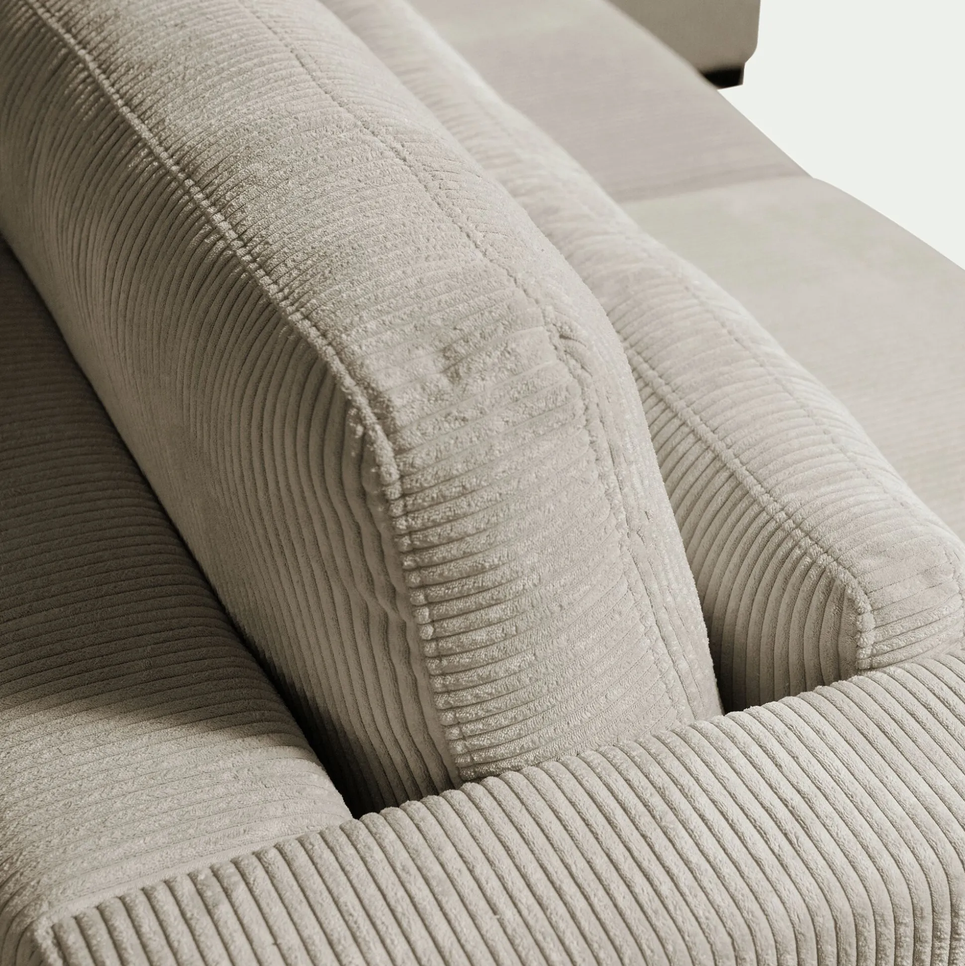 Canapé 5 places fixe en velours côtelé Azores - taupe