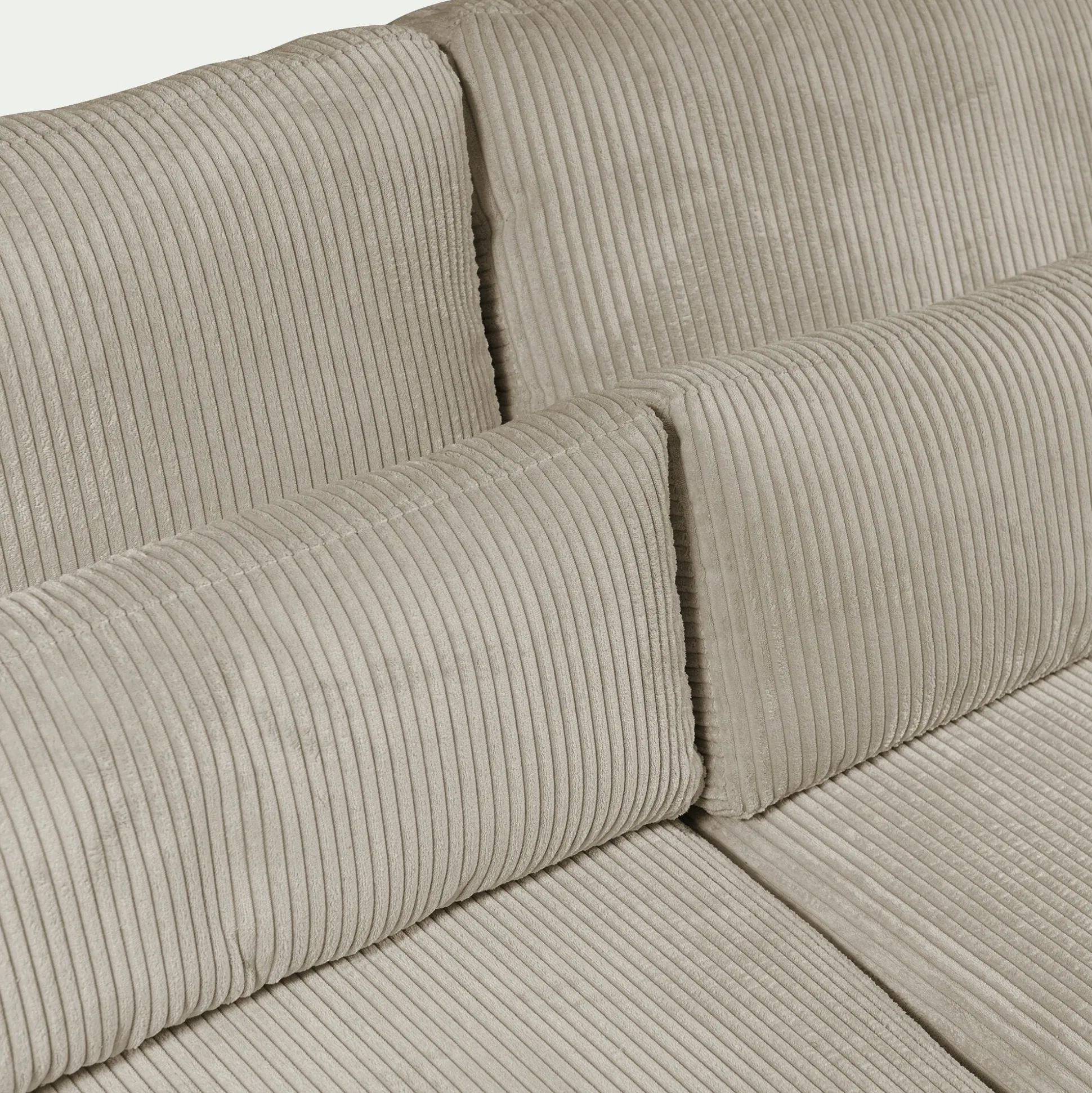 Canapé 5 places fixe en velours côtelé Azores - taupe