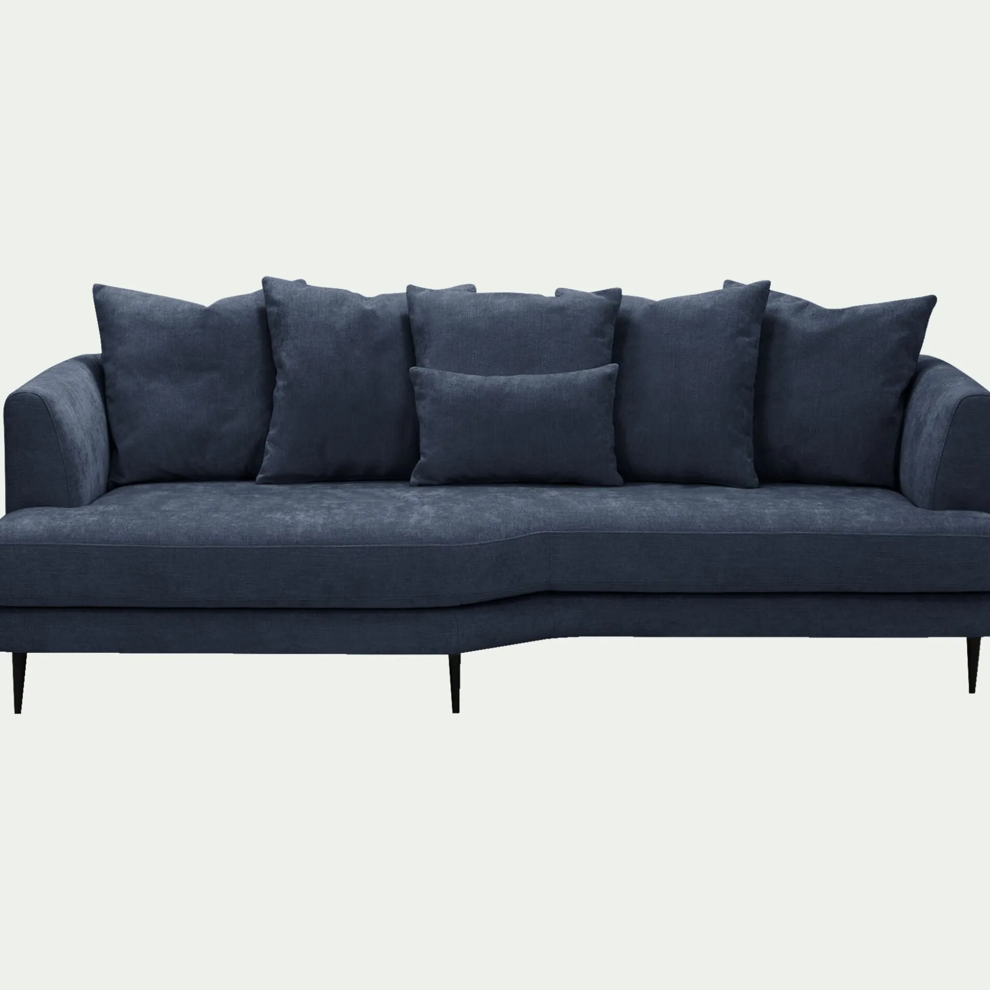 Canapé 5 places fixe gauche en tissu cannes - bleu autan