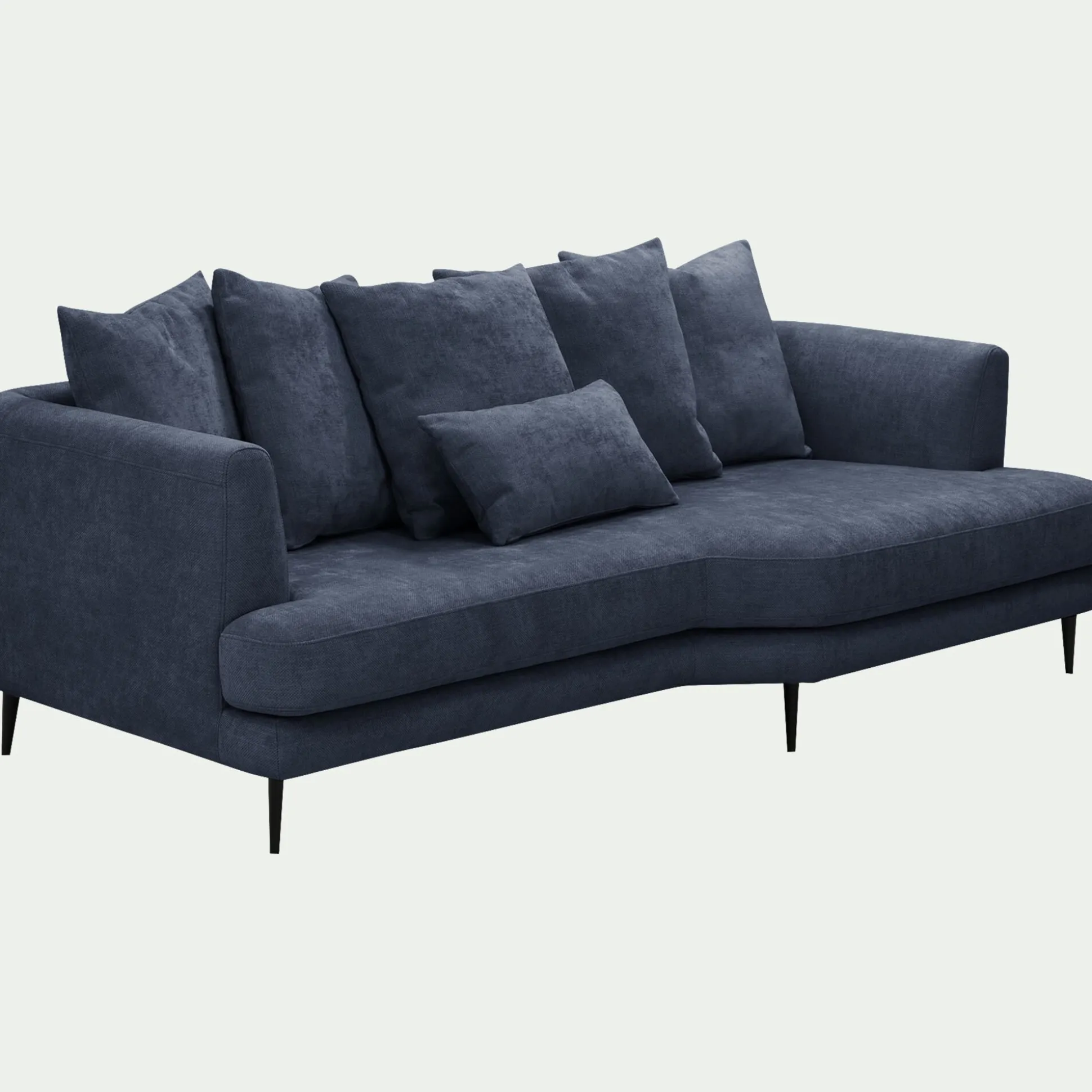 Canapé 5 places fixe gauche en tissu cannes - bleu autan