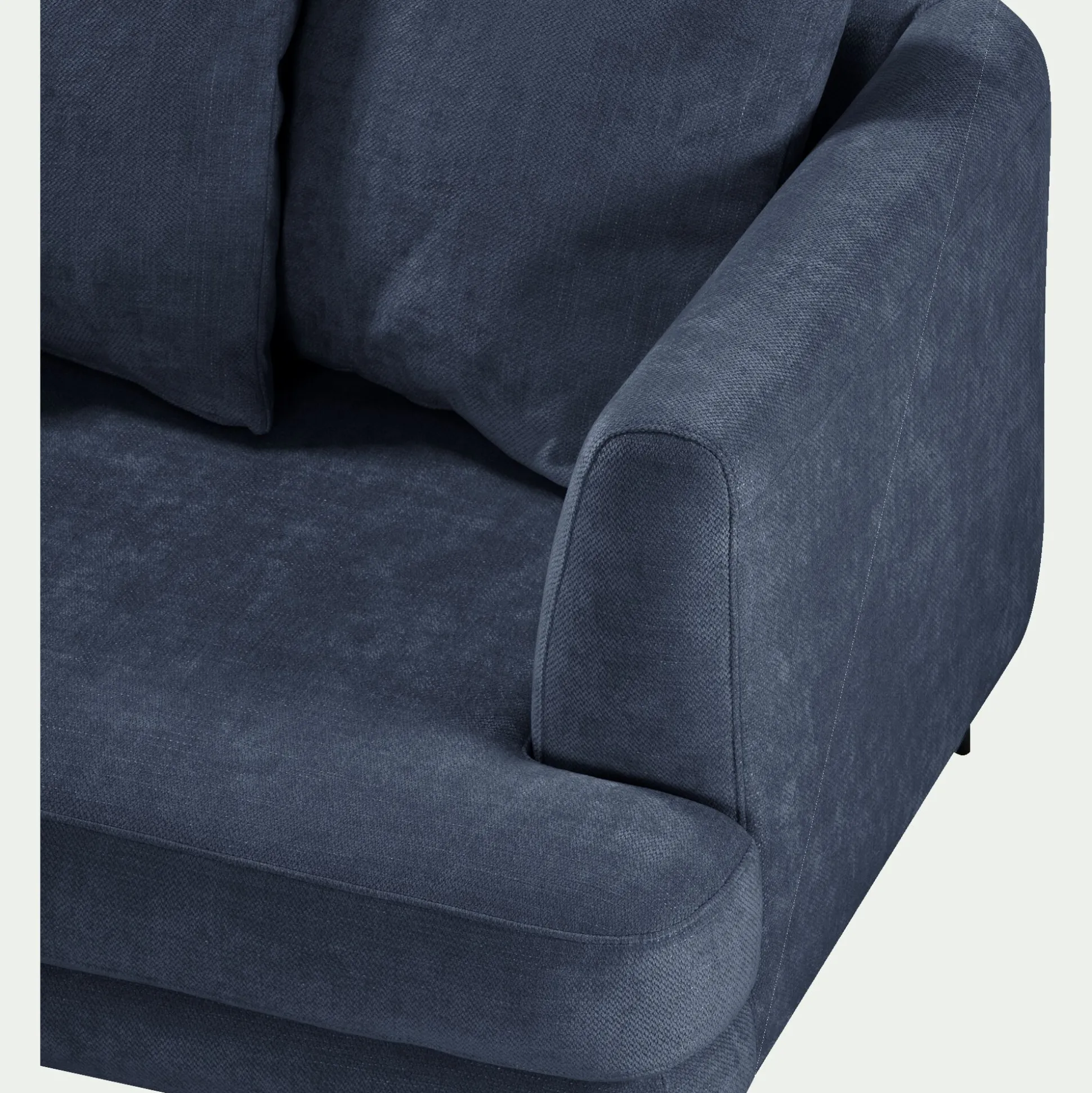 Canapé 5 places fixe gauche en tissu cannes - bleu autan