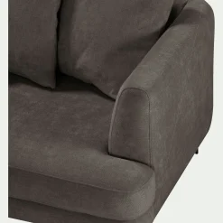 Canapé 5 places fixe gauche en tissu cannes - marron