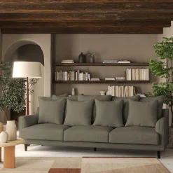 Canapé 6 places fixe tissu mixte - vert cedre