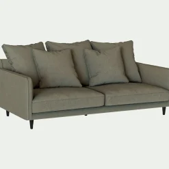 Canapé 3 places fixe tissu mixte - vert cèdre
