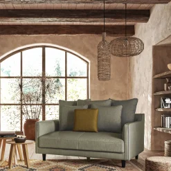 Canapé 2 places fixe tissu mixte - vert cedre