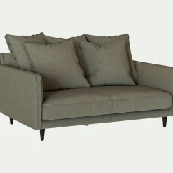 Canapé 2 places fixe tissu mixte - vert cedre
