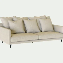 Canapé 4 places fixe tissu mixte - beige alpilles