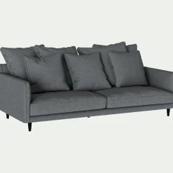 Canapé 4 places fixe tissu mixte - gris ardoise