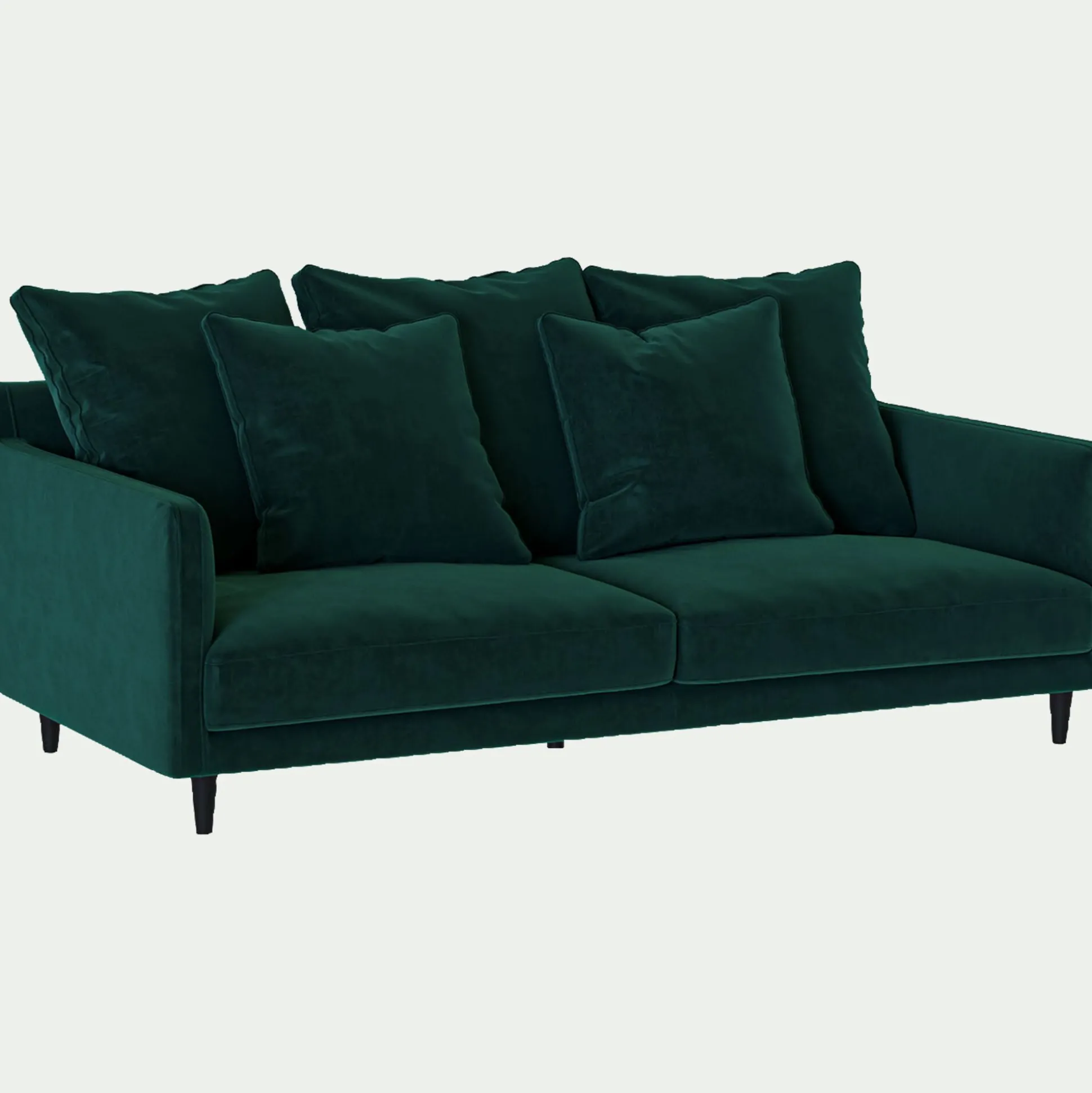 Canapé 3 places fixe velours - bleu canard