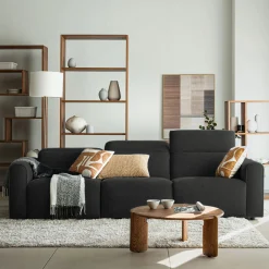 Canapé 5 places relax droit en tissu - gris anthracite