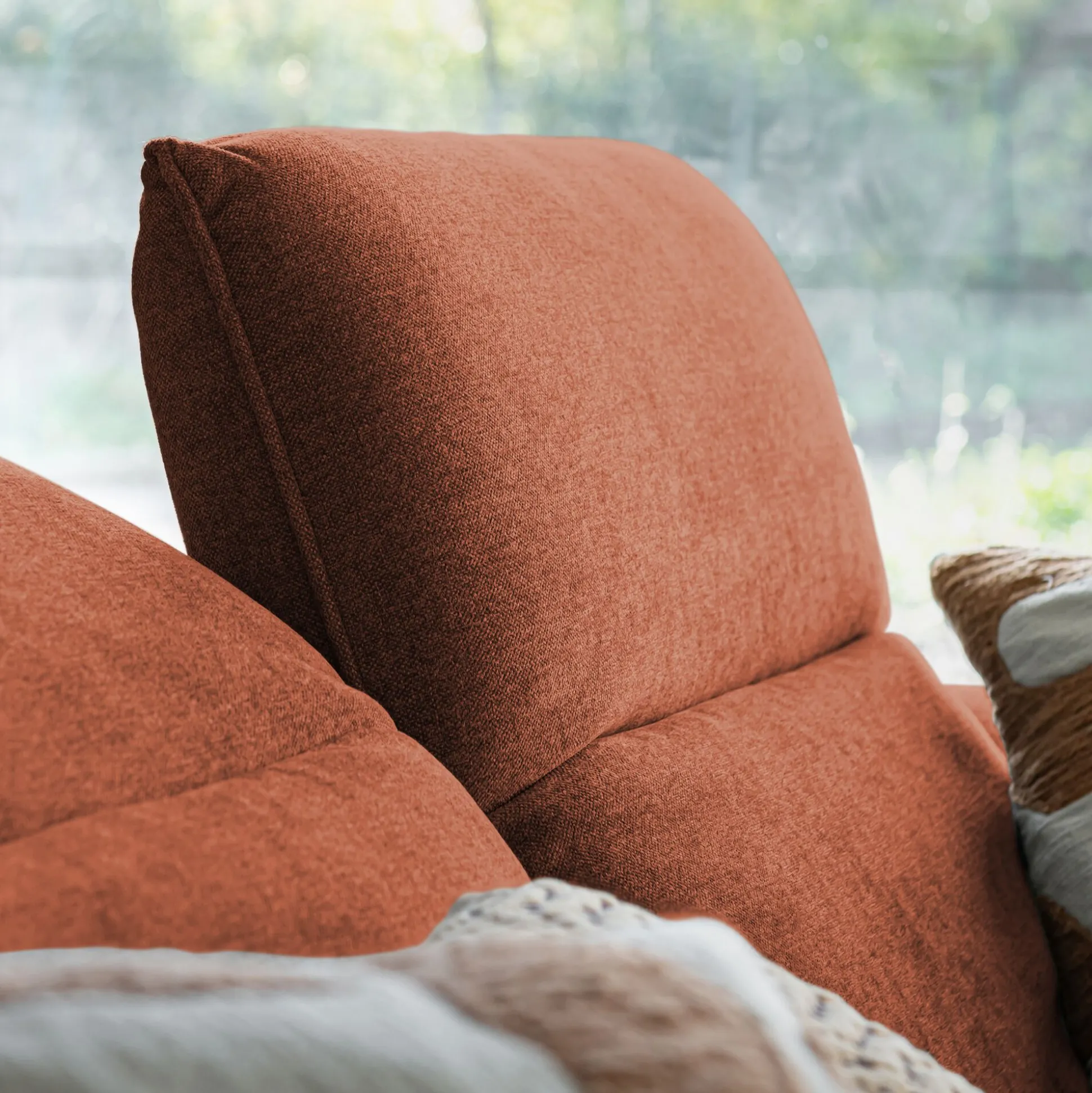 Canapé 5 places relax droit en tissu - brun rustrel