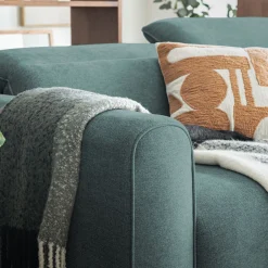 Canapé 5 places relax droit en tissu - bleu niolon