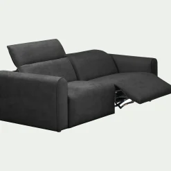 Canapé 3 places relax droit en tissu - gris anthracite