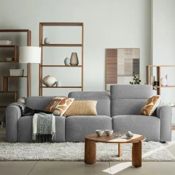 Canapé 5 places relax droit en tissu - gris moyen