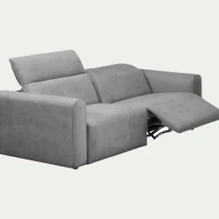Canapé 3 places relax droit en tissu - gris moyen