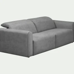 Canapé 3 places relax gauche en tissu - gris moyen