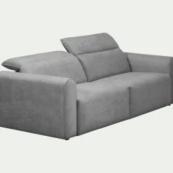 Canapé 3 places relax gauche en tissu - gris moyen