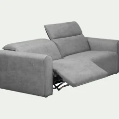 Canapé 3 places relax gauche en tissu - gris moyen