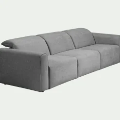 Canapé 5 places relax gauche en tissu - gris moyen