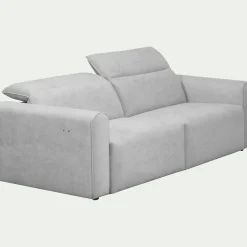 Canapé 3 places relax gauche en tissu - gris borie