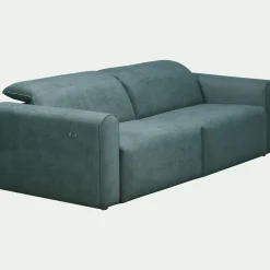 Canapé 3 places relax gauche en tissu - bleu niolon