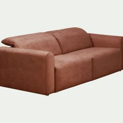 Canapé 3 places relax gauche en tissu - brun rustrel