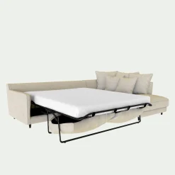 Canapé angle droit convertible tissu mixte - beige alpilles