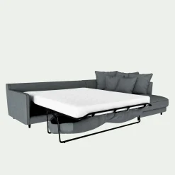 Canapé angle droit convertible tissu mixte - gris ardoise