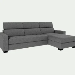 Canapé avec angle réversible convertible en tissus pop avec accoudoirs 20cm - gris
