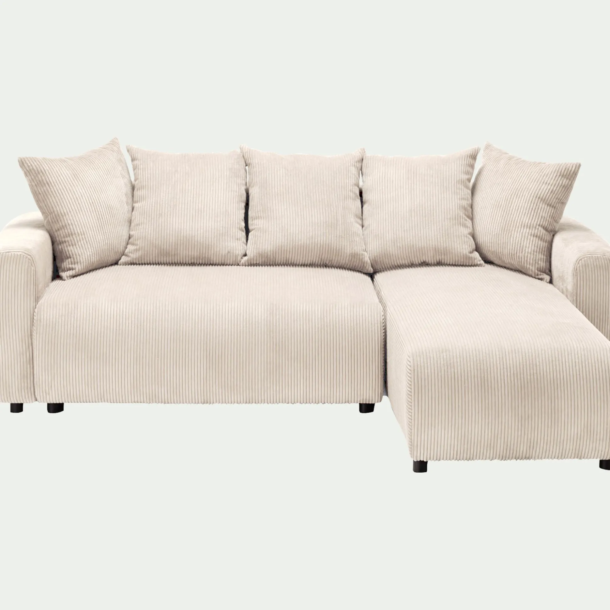 Canapé convertible à angle réversible en velours côtelé - beige roucas