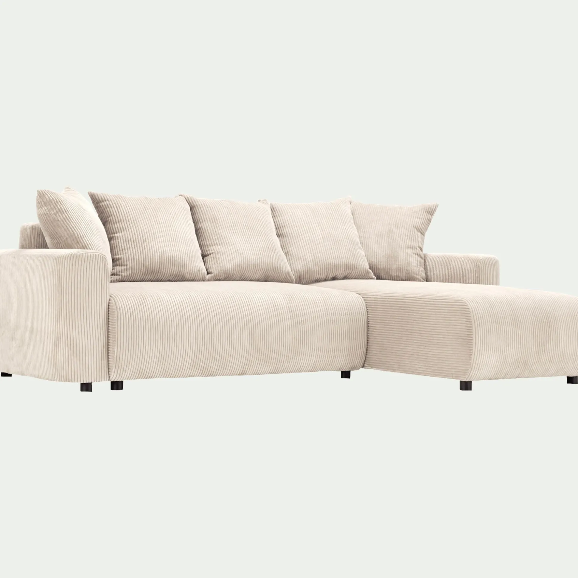 Canapé convertible à angle réversible en velours côtelé - beige roucas