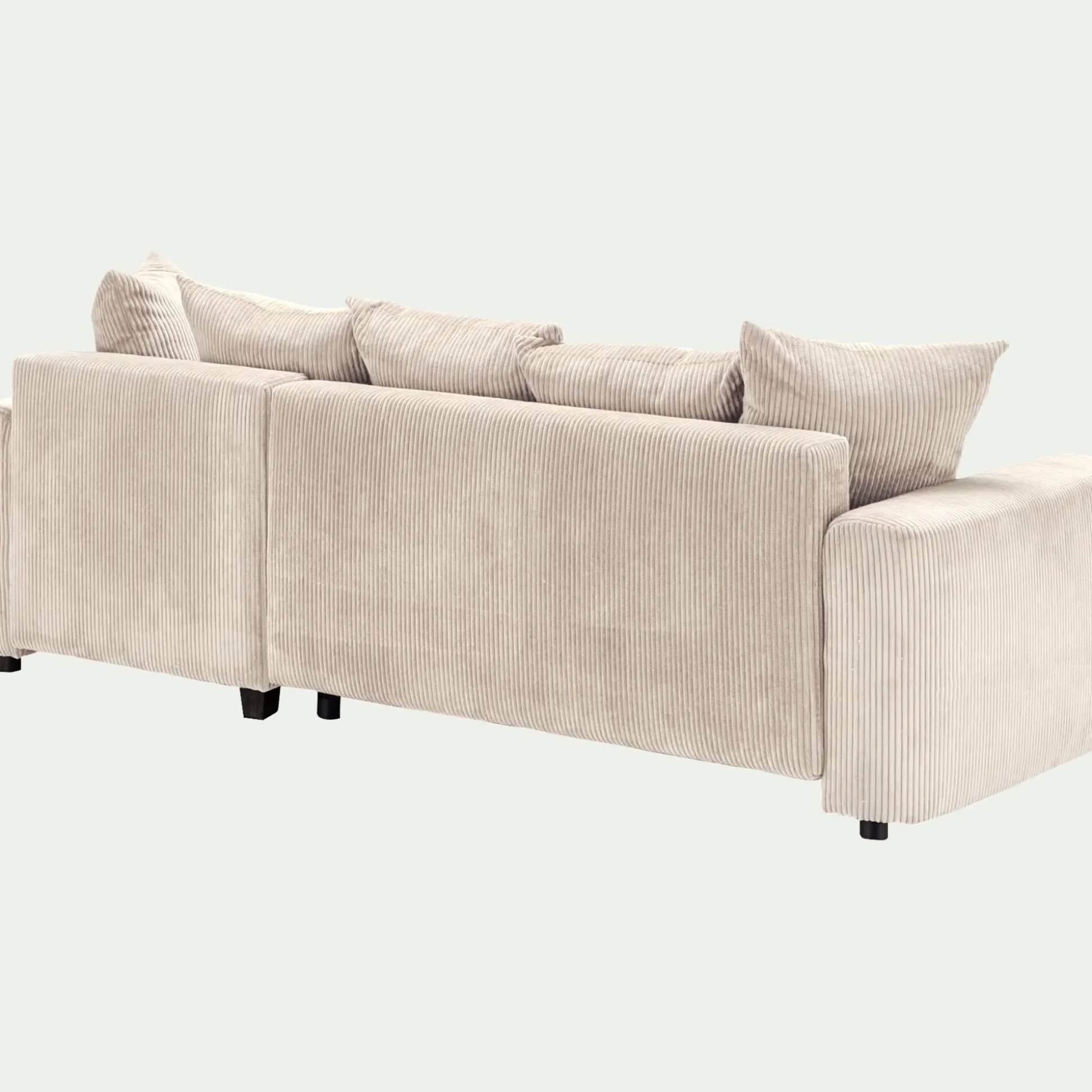 Canapé convertible à angle réversible en velours côtelé - beige roucas