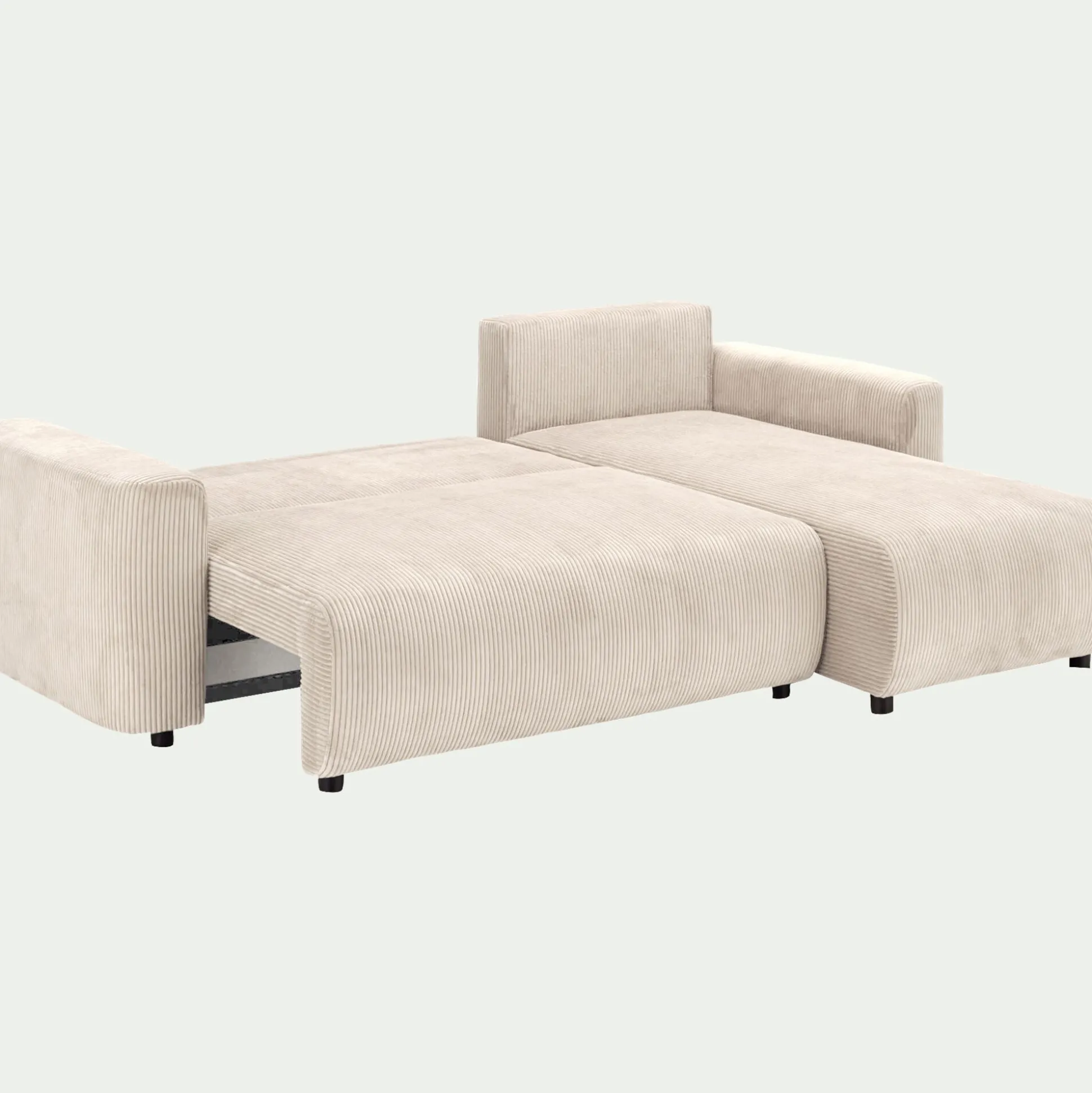 Canapé convertible à angle réversible en velours côtelé - beige roucas