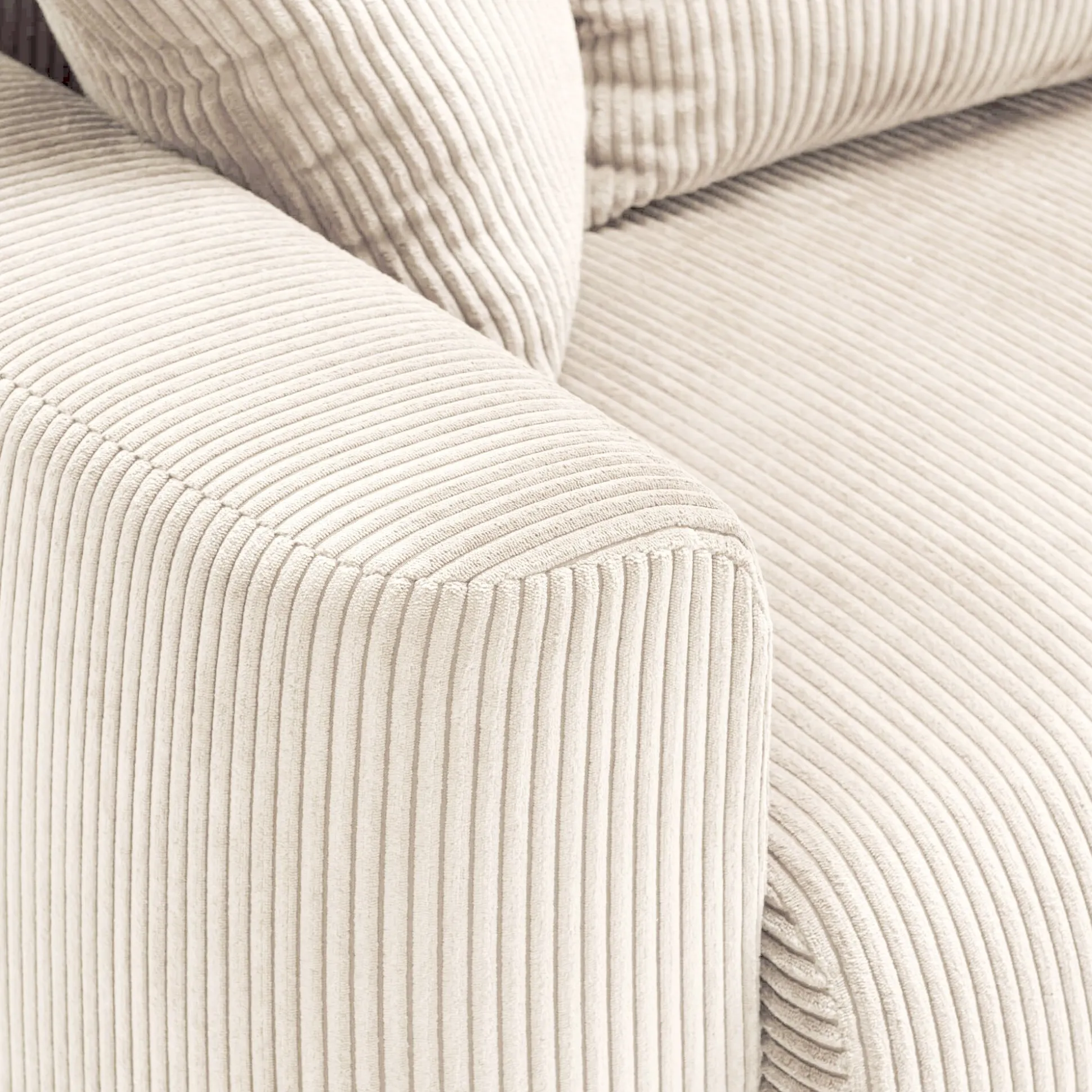 Canapé convertible à angle réversible en velours côtelé - beige roucas