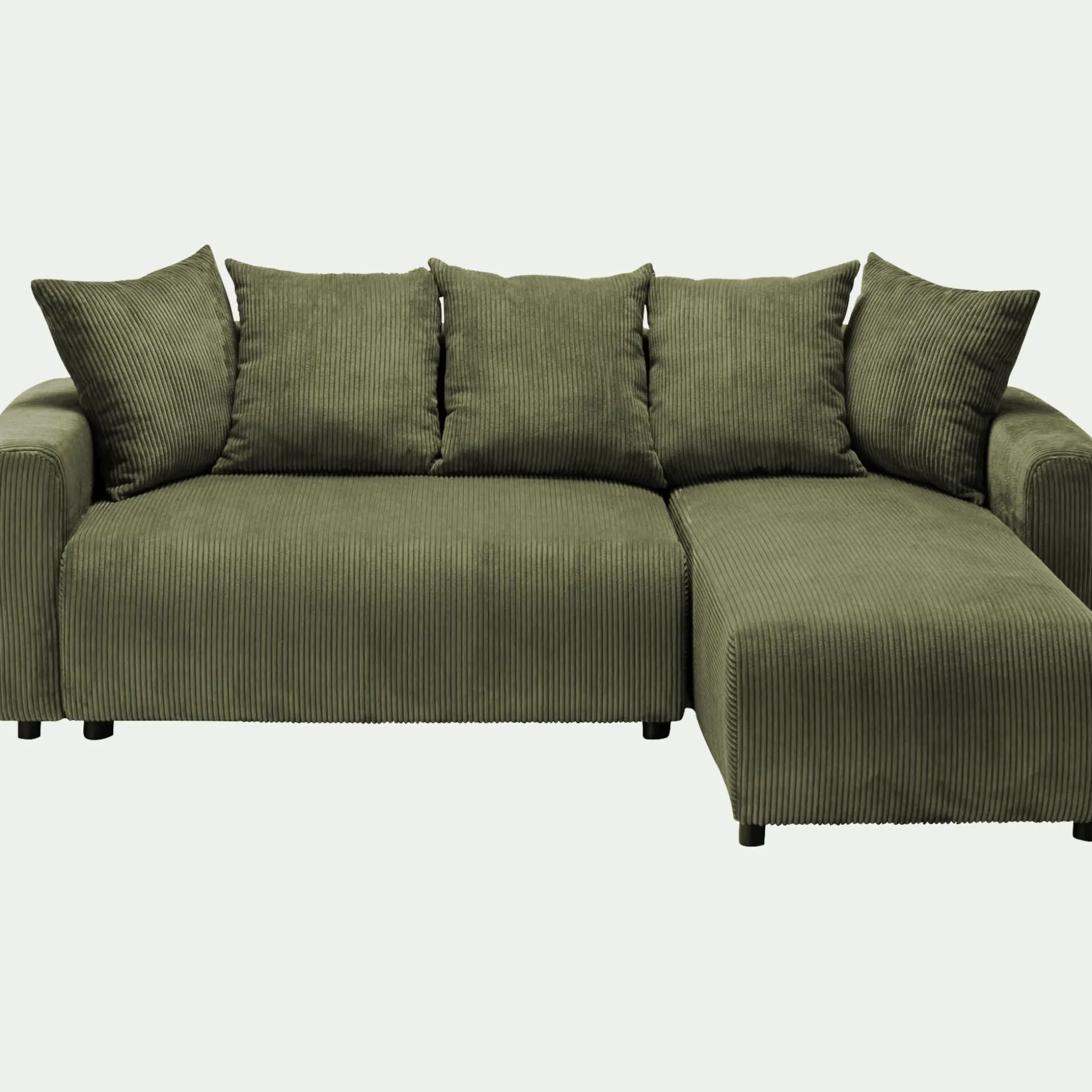 Canapé convertible à angle réversible en velours côtelé - vert cèdre