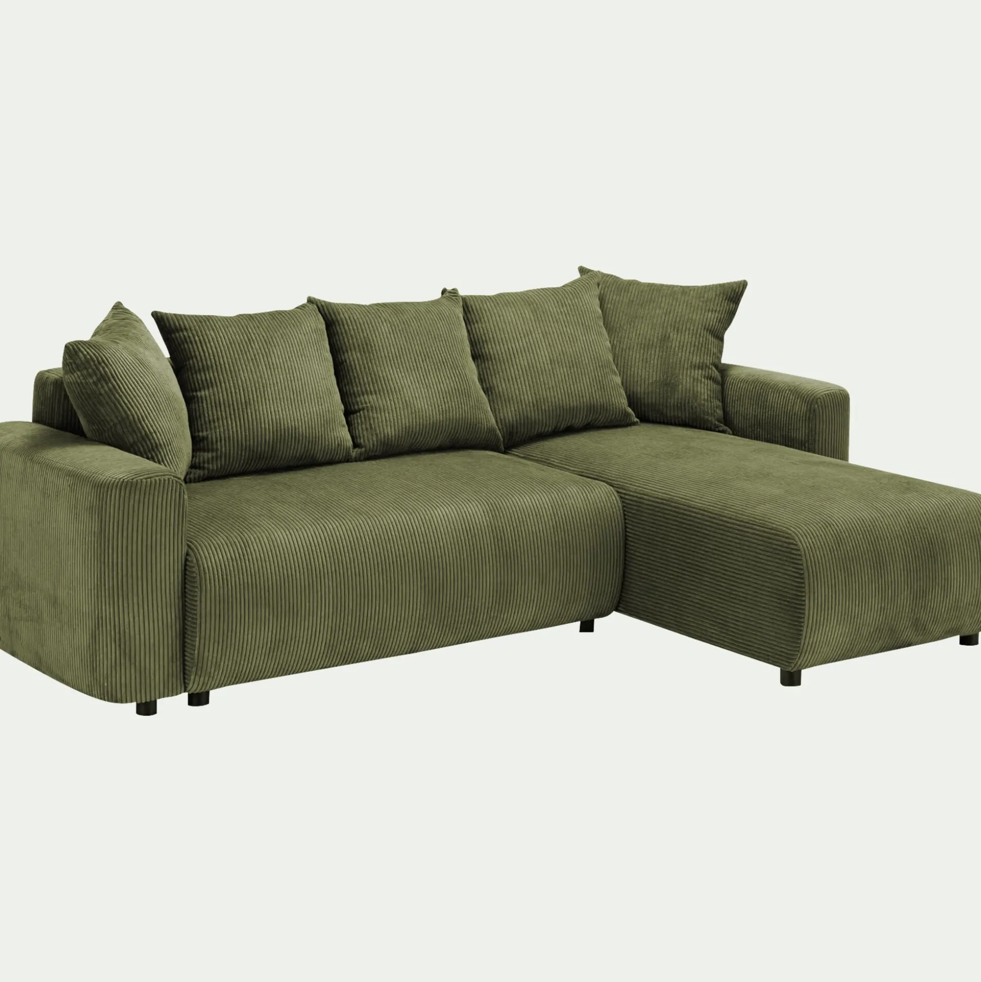 Canapé convertible à angle réversible en velours côtelé - vert cèdre