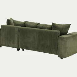 Canapé convertible à angle réversible en velours côtelé - vert cèdre