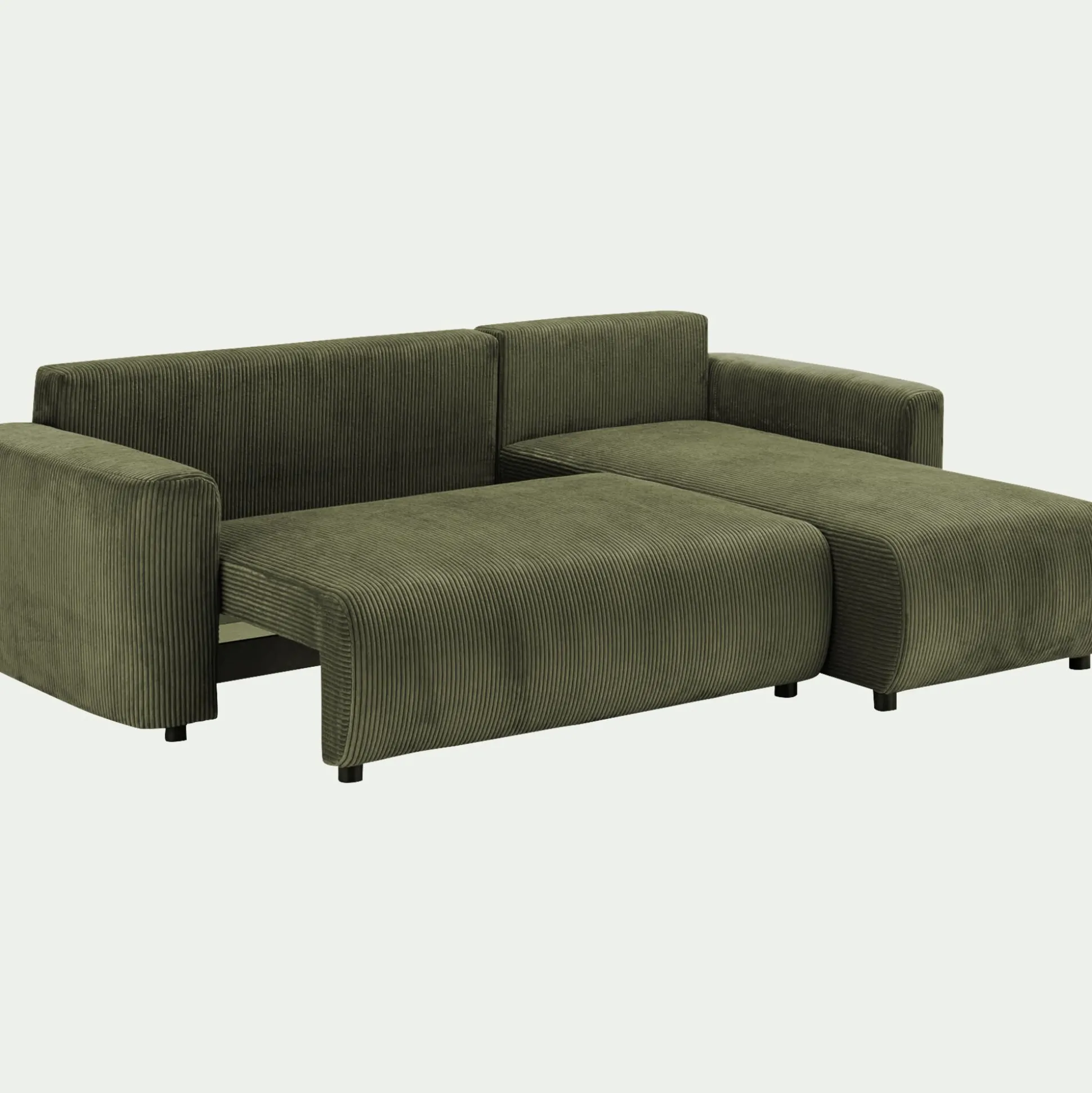 Canapé convertible à angle réversible en velours côtelé - vert cèdre