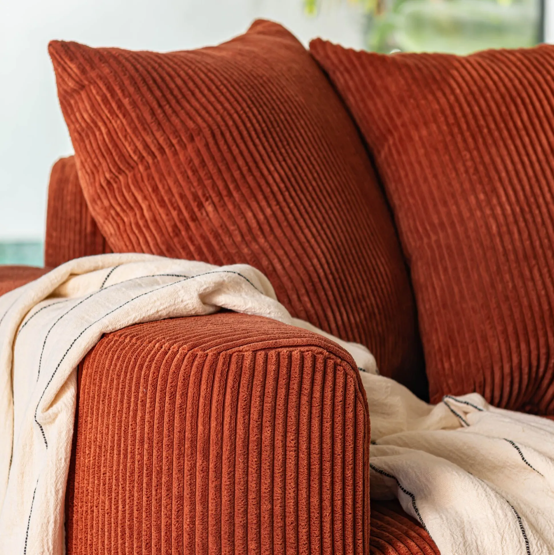 Canapé convertible à angle réversible en velours côtelé - brun rustrel