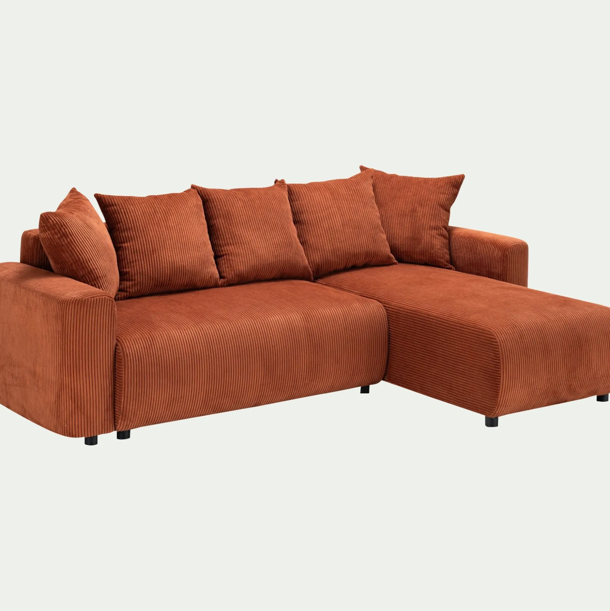 Canapé convertible à angle réversible en velours côtelé - brun rustrel