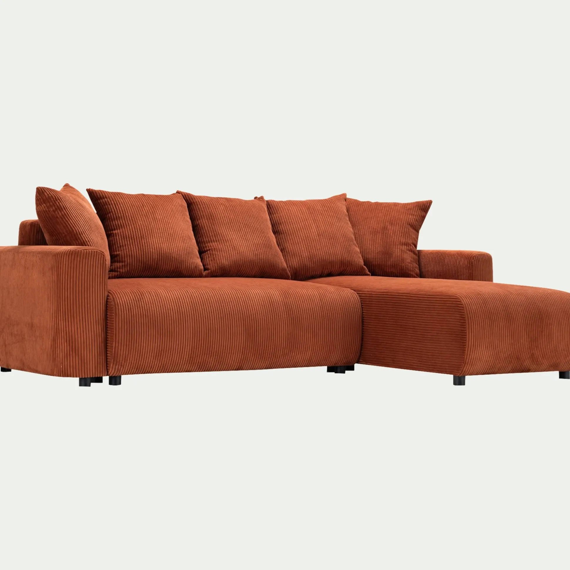Canapé convertible à angle réversible en velours côtelé - brun rustrel