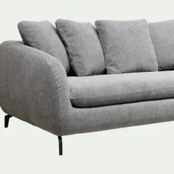 Canapé convertible 3 places en tissu tramé - gris ardoise