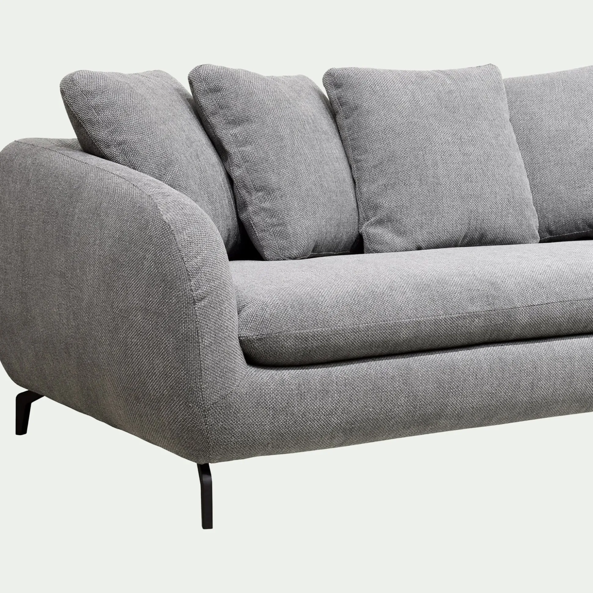 Canapé convertible 3 places en tissu tramé - gris ardoise