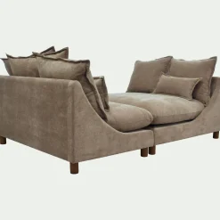 Canapé convertible 5 places en tissu nantes - taupe